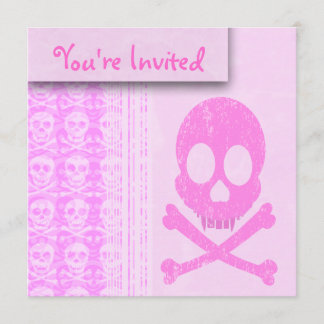 Distressed Pink Skull Invitations