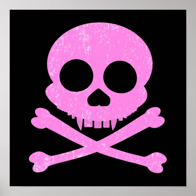 Distressed Pink Skull Poster (Front)