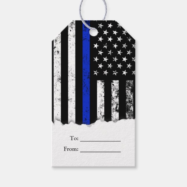 Distressed Police Flag Gift Tags (Front)