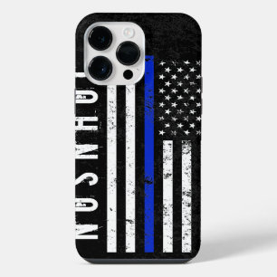 Distressed Police Style American Flag Personalised iPhone Case