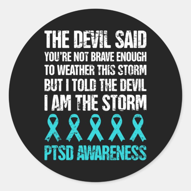 Distressed Post Traumatic Stress Ptsd Awareness  Classic Round Sticker (Front)