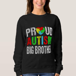 Distressed Proud Autism Big Brother Heart Family M Sweatshirt