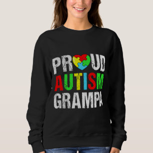 Distressed Proud Autism Grampa Heart Family Matchi Sweatshirt