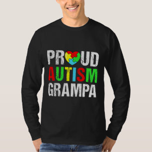 Distressed Proud Autism Grampa Heart Family Matchi T-Shirt