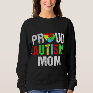 Distressed Proud Autism Mum Heart Family Matching Sweatshirt