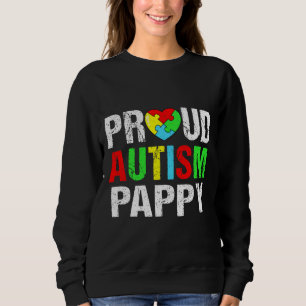 Distressed Proud Autism Pappy Heart Family Matchin Sweatshirt