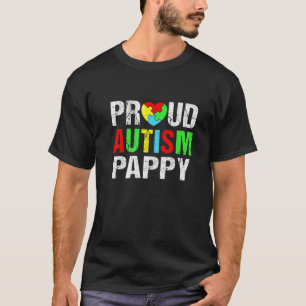 Distressed Proud Autism Pappy Heart Family Matchin T-Shirt