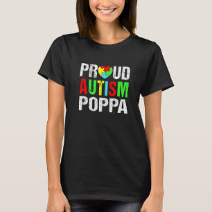 Distressed Proud Autism Poppa Heart Family Matchin T-Shirt