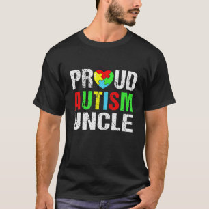 Distressed Proud Autism Uncle Heart Family Matchin T-Shirt