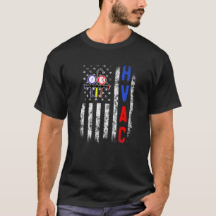 Distressed Proud USA HVAC Tech American Flag HVAC  T-Shirt