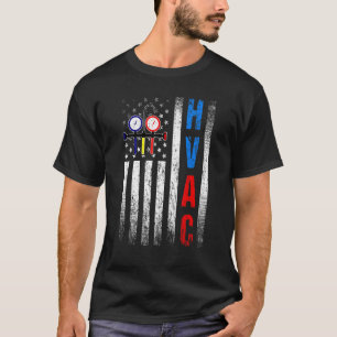 Distressed Proud USA HVAC Tech American Flag HVAC T-Shirt