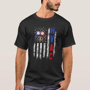 Distressed Proud USA HVAC Tech American Flag HVAC T-Shirt