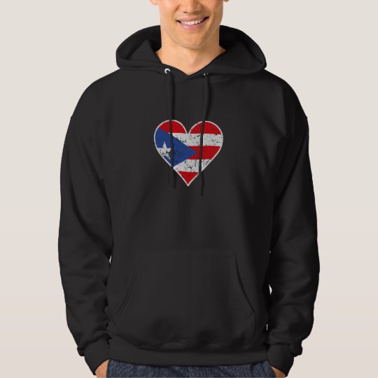 Distressed Puerto Rican Flag Heart Hoodie