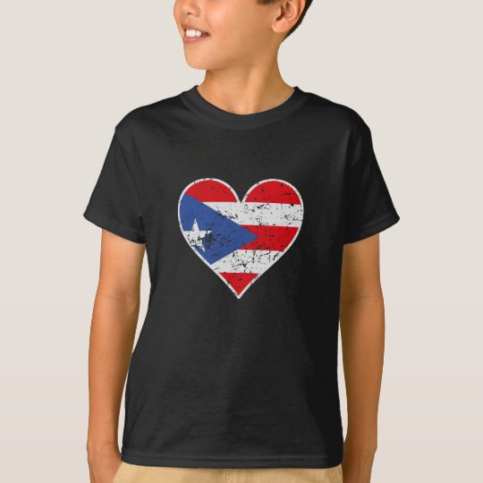 Distressed Puerto Rican Flag Heart T-Shirt