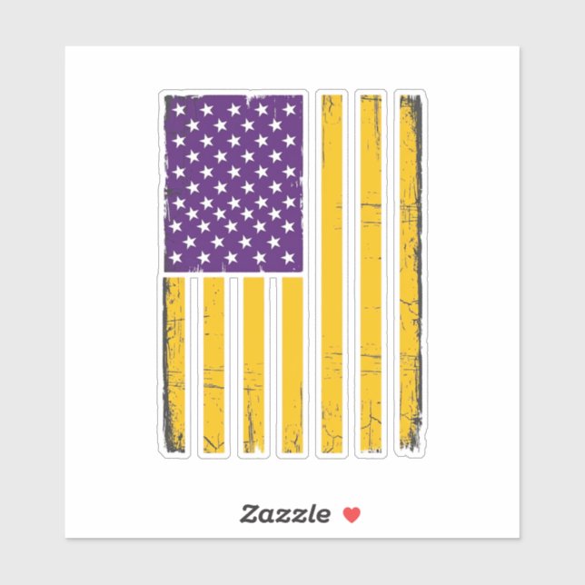 Distressed Purple and Gold American Flag Vector De (Sheet)