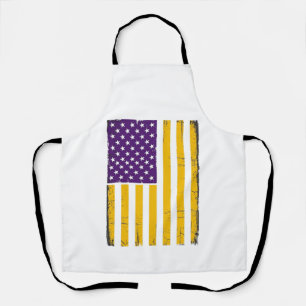 Distressed Purple and Gold American Flag Vector De Apron
