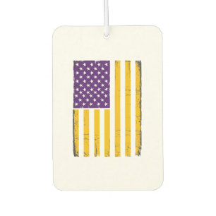 Distressed Purple and Gold American Flag Vector De Car Air Freshener