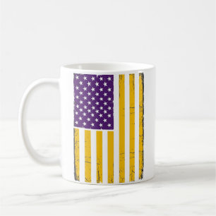 Distressed Purple and Gold American Flag Vector De Coffee Mug