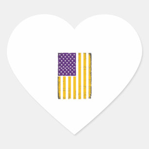 Distressed Purple and Gold American Flag Vector De Heart Sticker