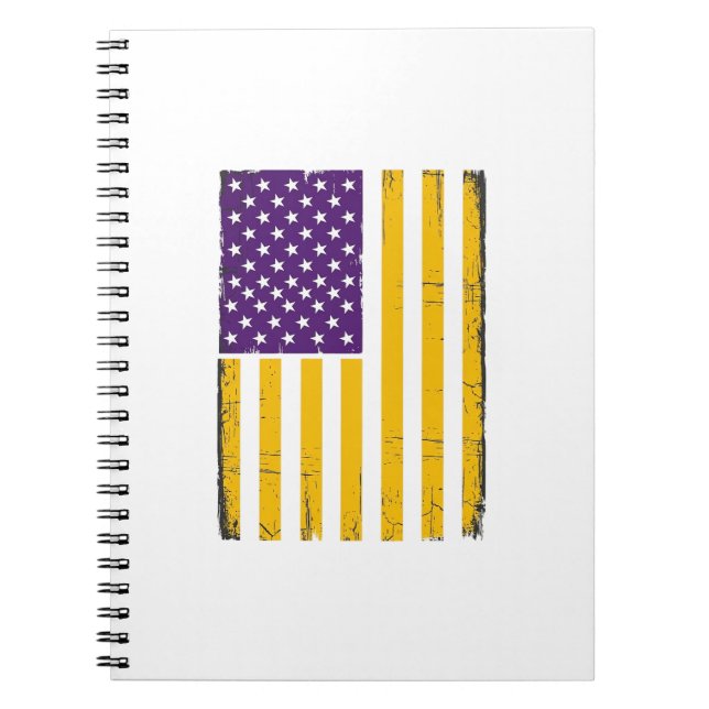 Distressed Purple and Gold American Flag Vector De Notebook (Front)