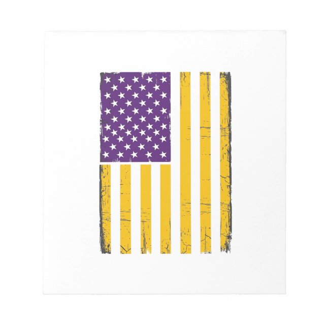 Distressed Purple and Gold American Flag Vector De Notepad (Front)