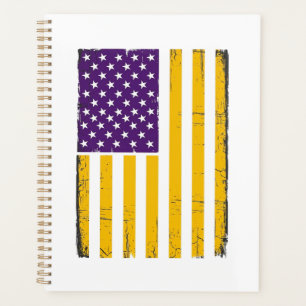 Distressed Purple and Gold American Flag Vector De Planner