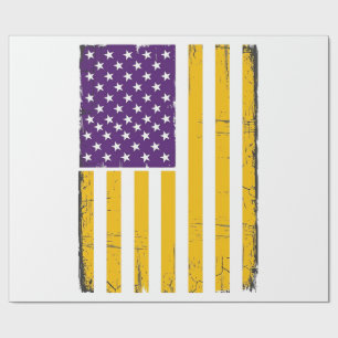 Distressed Purple and Gold American Flag Vector De Wrapping Paper