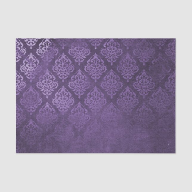 Distressed Purple Damask Tissue Paper (Front)