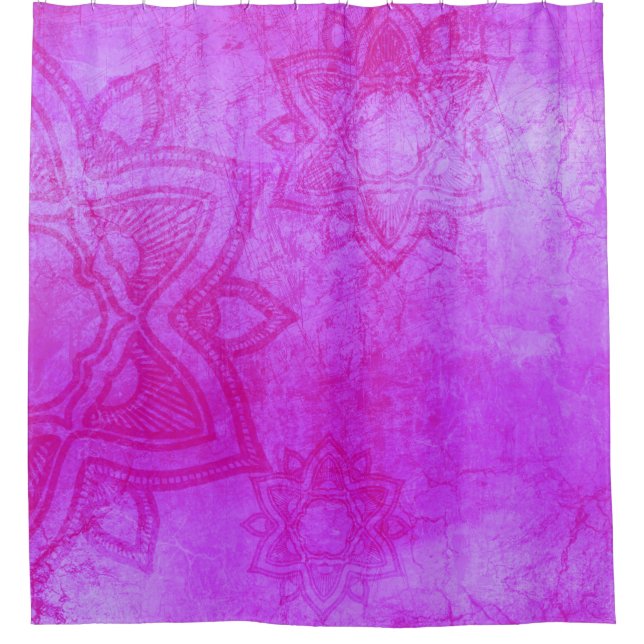 Distressed Purple Mandala Pattern Shower Curtain (Front)