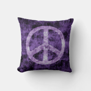 Distressed Purple Peace Sign Cushion