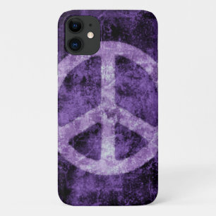 Distressed Purple Peace Sign iPhone Case
