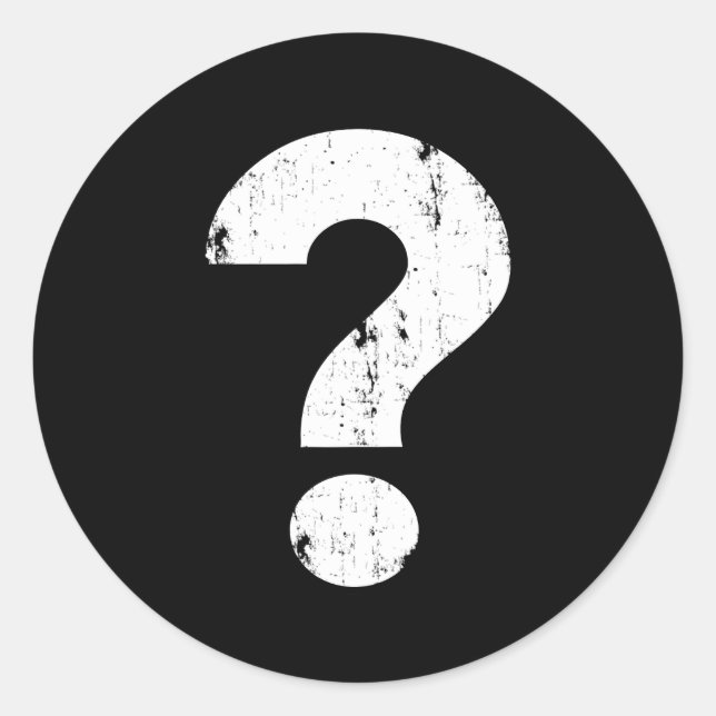 Distressed Question Mark Classic Round Sticker (Front)