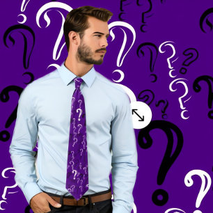 Distressed Question Mark Tie- White, Black, Indigo Tie