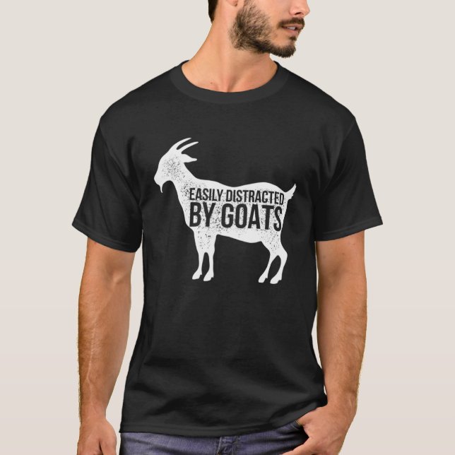 Distressed Quote Easily Distracted Retro Goats T-Shirt (Front)