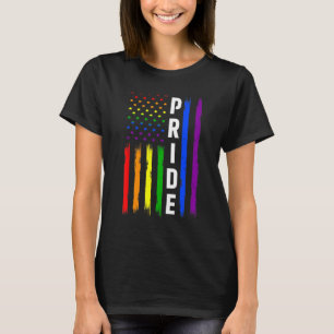 Distressed Rainbow Lgbt American Flag 4th Of July T-Shirt