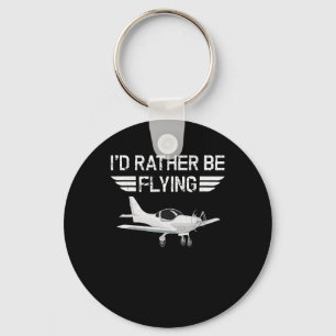 Distressed Rather Be Flying Funny Aeroplane Pilot Key Ring