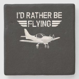 Distressed Rather Be Flying Funny Aeroplane Pilot Stone Coaster