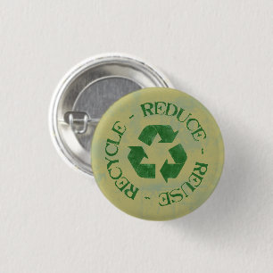 Distressed Recycling Symbol 3 Cm Round Badge