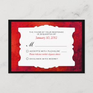 Distressed Red Gothic Wedding RSVP Personalised Card