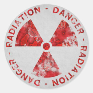 Distressed Red Radiation Symbol Sticker