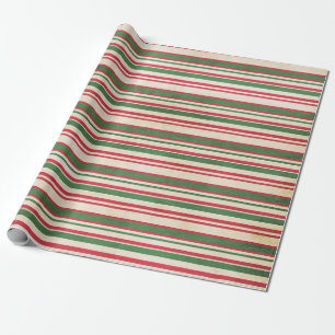 Distressed Red White Green Stripes Wrapping Paper