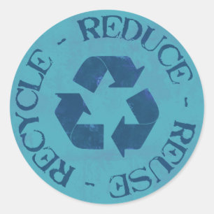 Distressed Reduce Reuse Recycle Sticker (blue)