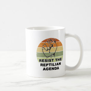 Distressed Resist The Reptilian Agenda Retro Sunse Coffee Mug