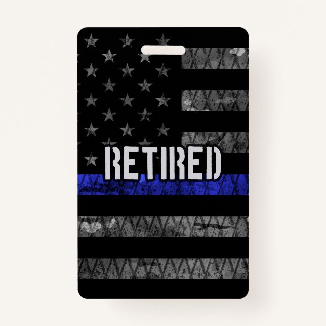 Distressed Retired Police Flag ID Badge (Front)
