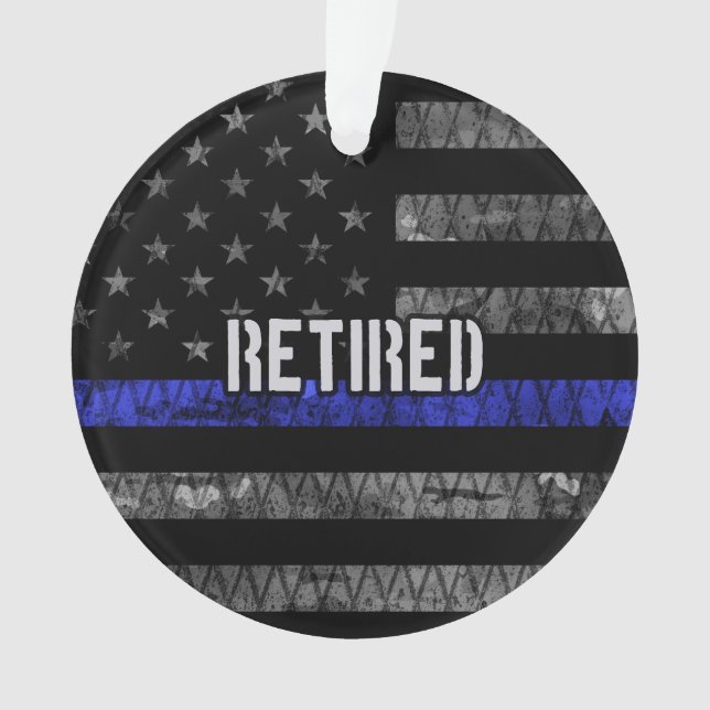 Distressed Retired Police Flag Ornament (Front)