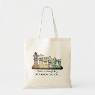 Distressed Retro Chess Pieces in a Row Chess Quote Tote Bag