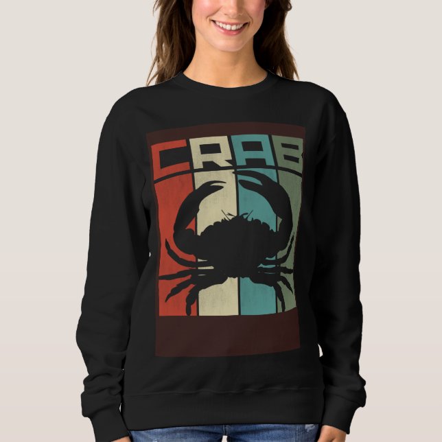 Distressed Retro Crab Graphic Seafood & Crab Sweatshirt (Front)