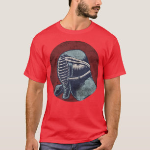 Distressed Retro Japanese Kendo Mask Rising Sun  T-Shirt