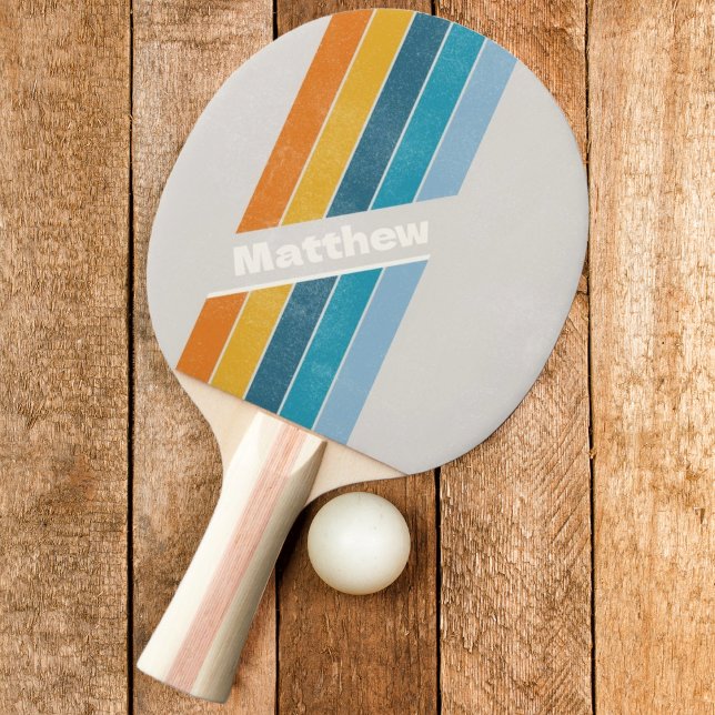 Distressed Retro Rainbow with Name Ping Pong Paddle (Creator Uploaded)