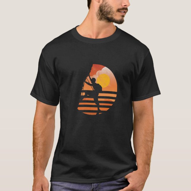 Distressed Retro Rock Climbing Mountain Hiking T-Shirt (Front)